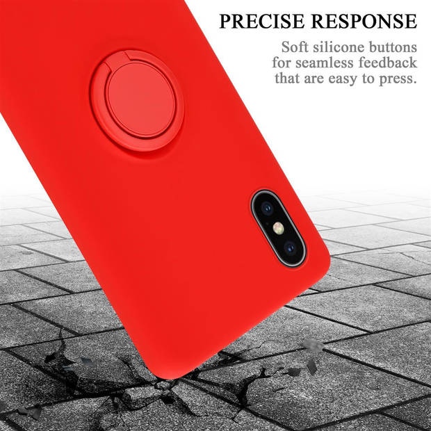 Cadorabo Hoesje geschikt voor Apple iPhone X / XS in LIQUID ROOD - Beschermhoes van TPU silicone Case Cover met ring