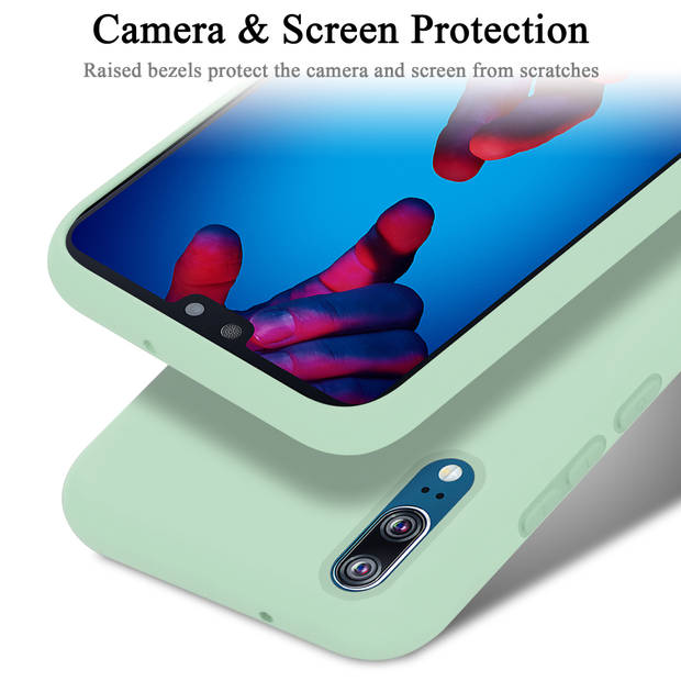 Cadorabo Hoesje geschikt voor Huawei P20 Case in LIQUID LICHT GROEN - Beschermhoes TPU silicone Cover