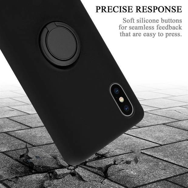 Cadorabo Hoesje geschikt voor Apple iPhone X / XS in LIQUID ZWART - Beschermhoes van TPU silicone Case Cover met ring