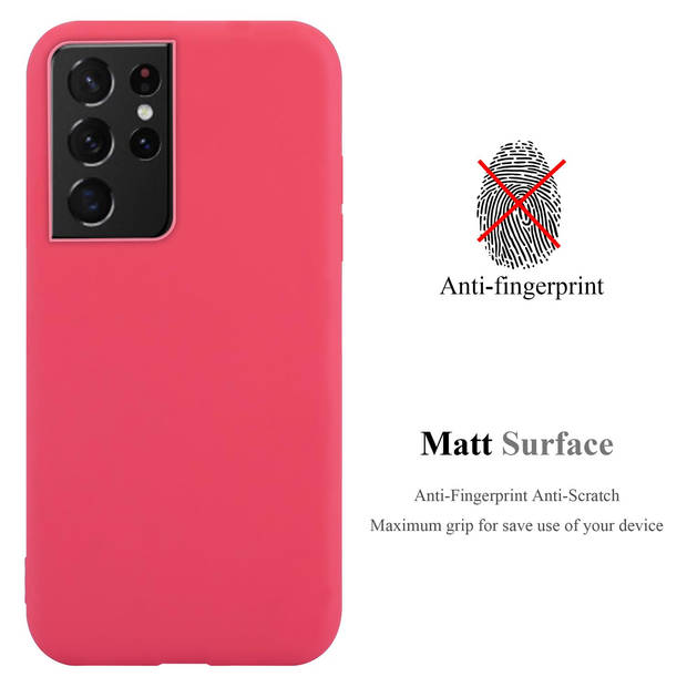 Cadorabo Hoesje geschikt voor Samsung Galaxy S21 ULTRA in CANDY ROOD - Beschermhoes TPU silicone Case Cover