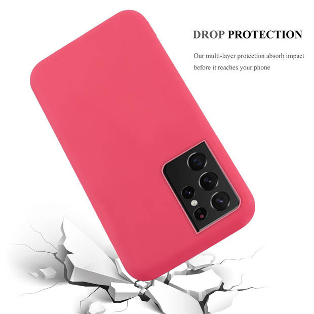 Cadorabo Hoesje geschikt voor Samsung Galaxy S21 ULTRA in CANDY ROOD - Beschermhoes TPU silicone Case Cover