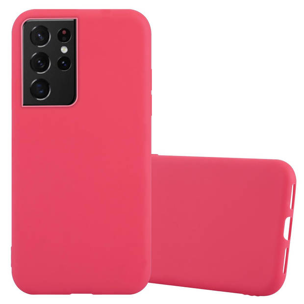 Cadorabo Hoesje geschikt voor Samsung Galaxy S21 ULTRA in CANDY ROOD - Beschermhoes TPU silicone Case Cover