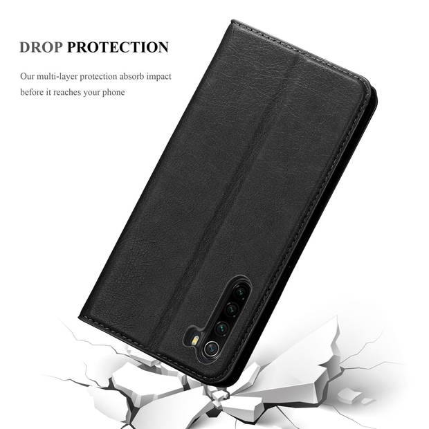 Cadorabo Hoesje geschikt voor Xiaomi RedMi NOTE 8 in ZWARTE NACHT - Beschermhoes Case magnetische sluiting Cover