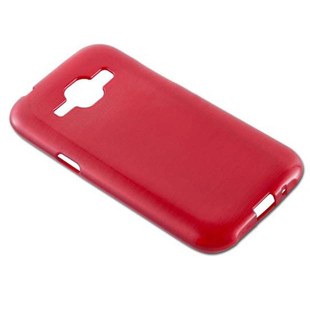 Cadorabo Hoesje geschikt voor Samsung Galaxy J1 2015 in ROOD - Beschermhoes TPU silicone Case Cover Brushed