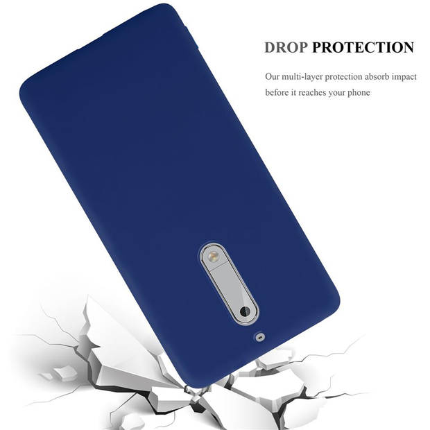 Cadorabo Hoesje geschikt voor Nokia 5 2017 in CANDY DONKER BLAUW - Beschermhoes TPU silicone Case Cover