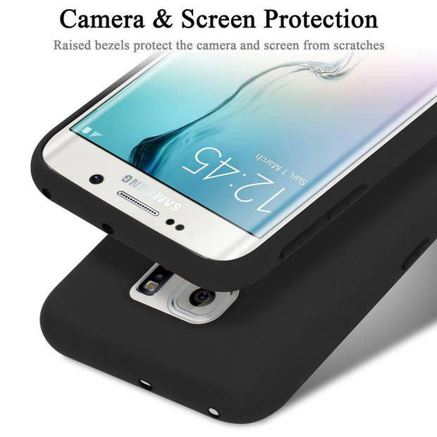 Cadorabo Hoesje geschikt voor Samsung Galaxy S6 EDGE Case in LIQUID ZWART - Beschermhoes TPU silicone Cover