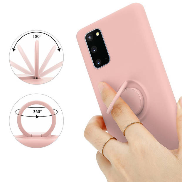 Cadorabo Hoesje geschikt voor Samsung Galaxy S20 in LIQUID ROZE - Beschermhoes van TPU silicone Case Cover met ring