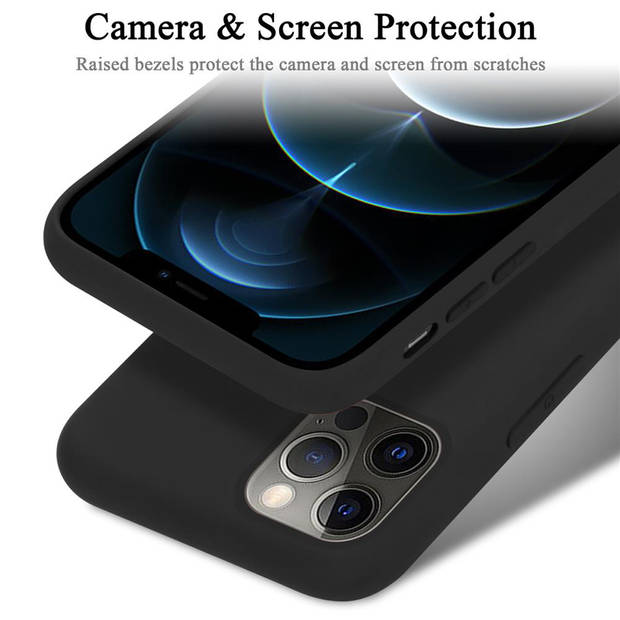 Cadorabo Hoesje geschikt voor Apple iPhone 12 / 12 PRO Case in LIQUID ZWART - Beschermhoes TPU silicone Cover