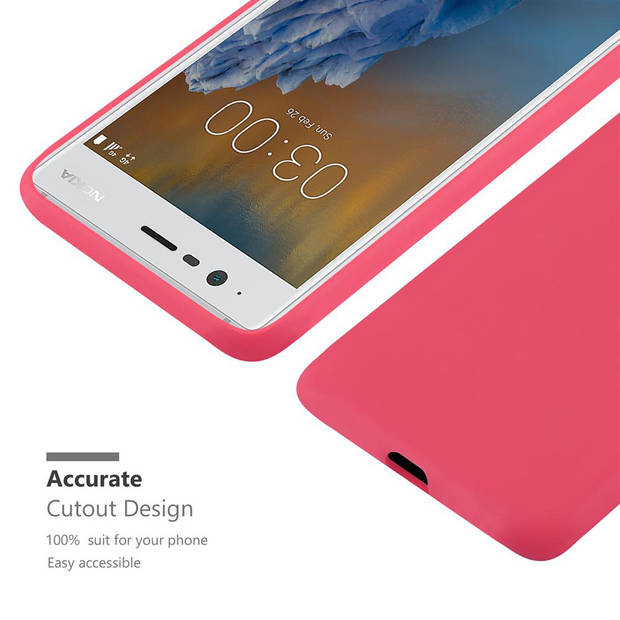 Cadorabo Hoesje geschikt voor Nokia 3 2017 in CANDY ROOD - Beschermhoes TPU silicone Case Cover