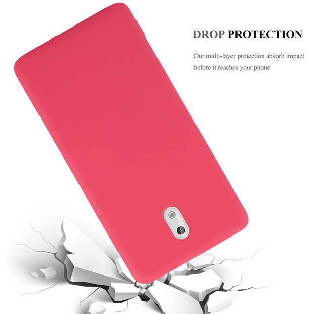 Cadorabo Hoesje geschikt voor Nokia 3 2017 in CANDY ROOD - Beschermhoes TPU silicone Case Cover