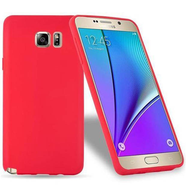 Cadorabo Hoesje geschikt voor Samsung Galaxy NOTE 5 in CANDY ROOD - Beschermhoes TPU silicone Case Cover