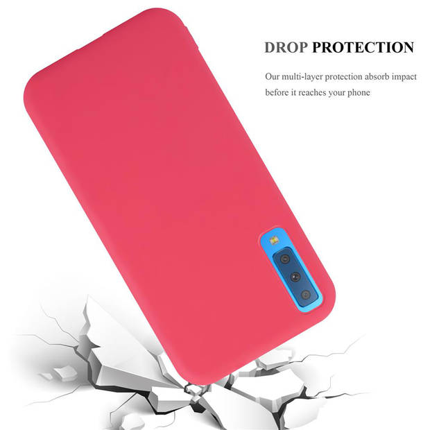 Cadorabo Hoesje geschikt voor Samsung Galaxy A7 2018 in CANDY ROOD - Beschermhoes TPU silicone Case Cover