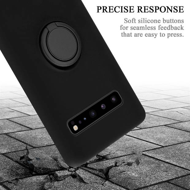 Cadorabo Hoesje geschikt voor Samsung Galaxy S10 5G in LIQUID ZWART - Beschermhoes van TPU silicone Case Cover met ring