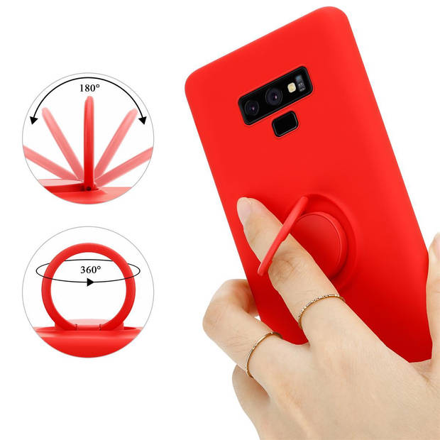 Cadorabo Hoesje geschikt voor Samsung Galaxy NOTE 9 in LIQUID ROOD - Beschermhoes van TPU silicone Case Cover met ring