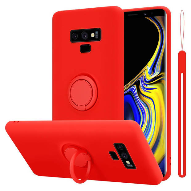 Cadorabo Hoesje geschikt voor Samsung Galaxy NOTE 9 in LIQUID ROOD - Beschermhoes van TPU silicone Case Cover met ring