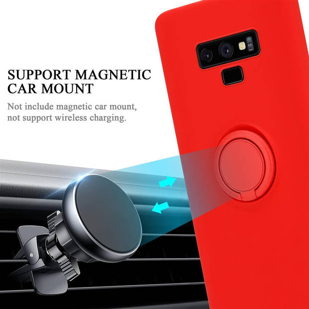 Cadorabo Hoesje geschikt voor Samsung Galaxy NOTE 9 in LIQUID ROOD - Beschermhoes van TPU silicone Case Cover met ring