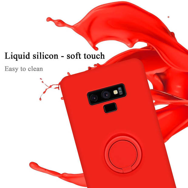 Cadorabo Hoesje geschikt voor Samsung Galaxy NOTE 9 in LIQUID ROOD - Beschermhoes van TPU silicone Case Cover met ring