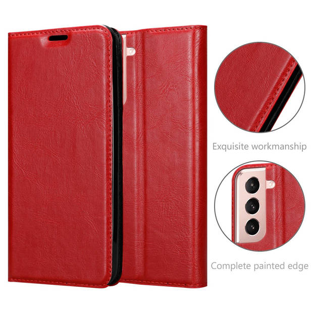 Cadorabo Hoesje geschikt voor Samsung Galaxy S21 PLUS in APPEL ROOD - Beschermhoes Case magnetische sluiting Cover