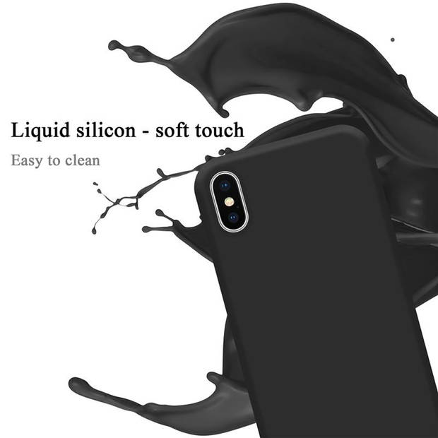 Cadorabo Hoesje geschikt voor Apple iPhone X / XS Case in LIQUID ZWART - Beschermhoes TPU silicone Cover