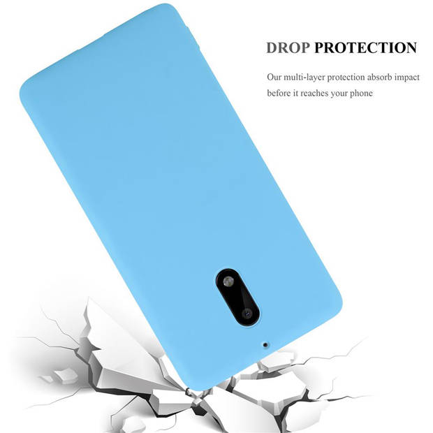 Cadorabo Hoesje geschikt voor Nokia 6 2017 in CANDY BLAUW - Beschermhoes TPU silicone Case Cover