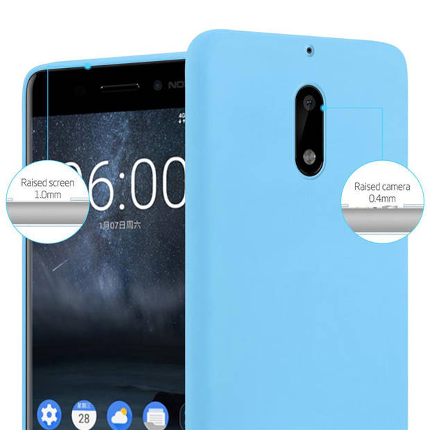 Cadorabo Hoesje geschikt voor Nokia 6 2017 in CANDY BLAUW - Beschermhoes TPU silicone Case Cover