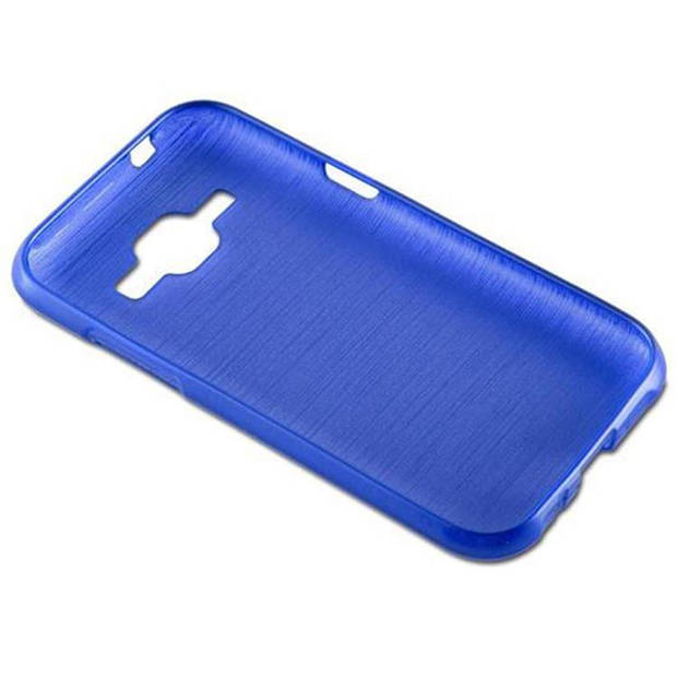 Cadorabo Hoesje geschikt voor Samsung Galaxy J1 2015 in BLAUW - Beschermhoes TPU silicone Case Cover Brushed