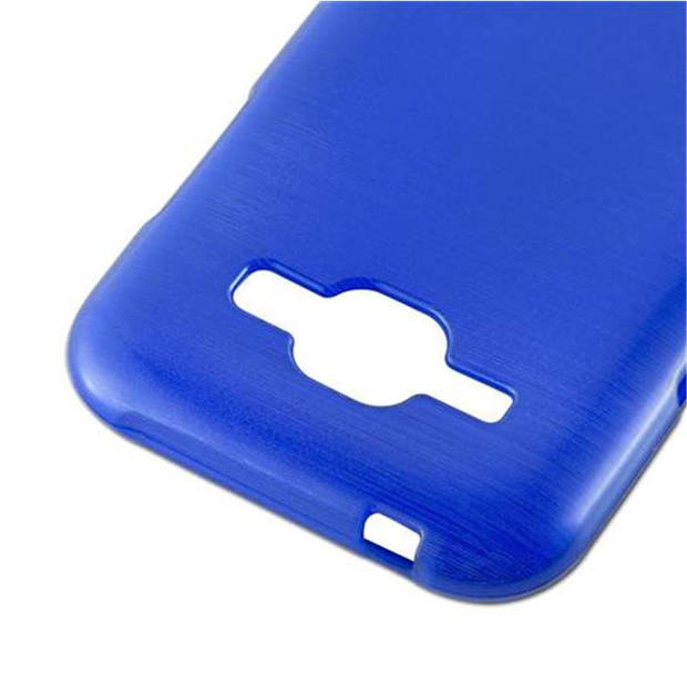 Cadorabo Hoesje geschikt voor Samsung Galaxy J1 2015 in BLAUW - Beschermhoes TPU silicone Case Cover Brushed