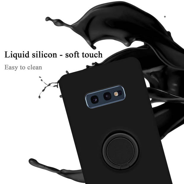 Cadorabo Hoesje geschikt voor Samsung Galaxy S10e in LIQUID ZWART - Beschermhoes van TPU silicone Case Cover met ring