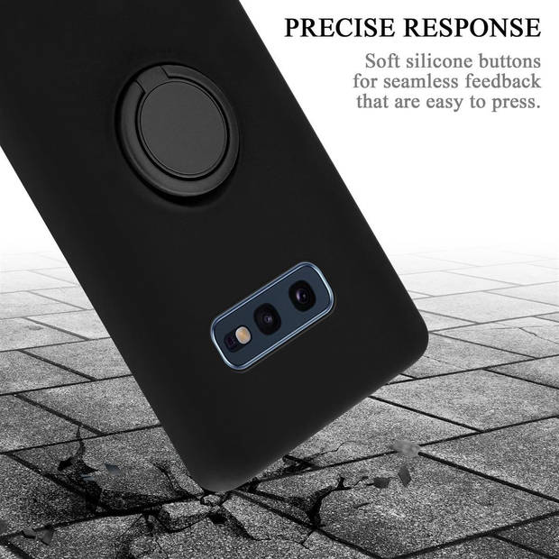 Cadorabo Hoesje geschikt voor Samsung Galaxy S10e in LIQUID ZWART - Beschermhoes van TPU silicone Case Cover met ring