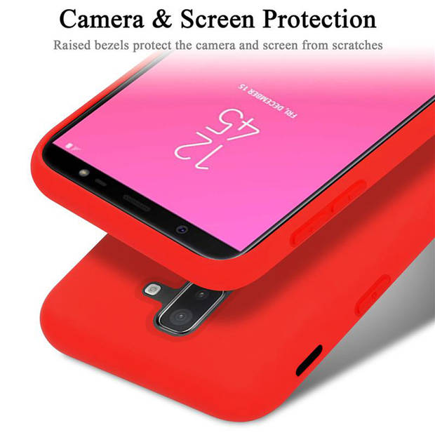 Cadorabo Hoesje geschikt voor Samsung Galaxy A6 PLUS 2018 Case in LIQUID ROOD - Beschermhoes TPU silicone Cover