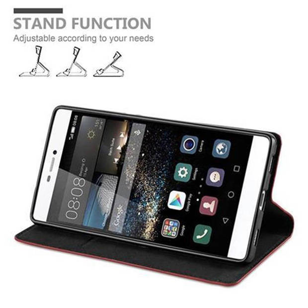 Cadorabo Hoesje geschikt voor Huawei P8 in APPEL ROOD - Beschermhoes Case magnetische sluiting Cover