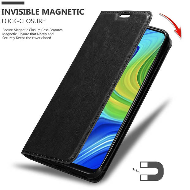 Cadorabo Hoesje geschikt voor Xiaomi RedMi NOTE 9 in ZWARTE NACHT - Beschermhoes Case magnetische sluiting Cover