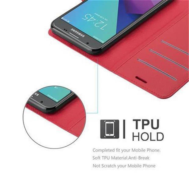 Cadorabo Hoesje geschikt voor Samsung Galaxy J5 2017 US Version in KARMIJN ROOD - Beschermhoes Cover magnetische