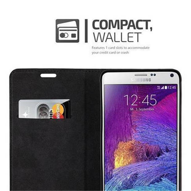 Cadorabo Hoesje geschikt voor Samsung Galaxy NOTE 4 in CAPPUCCINO BRUIN - Beschermhoes Case magnetische sluiting Cover