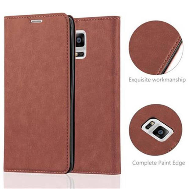 Cadorabo Hoesje geschikt voor Samsung Galaxy NOTE 4 in CAPPUCCINO BRUIN - Beschermhoes Case magnetische sluiting Cover