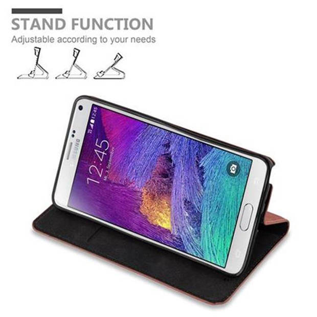 Cadorabo Hoesje geschikt voor Samsung Galaxy NOTE 4 in CAPPUCCINO BRUIN - Beschermhoes Case magnetische sluiting Cover