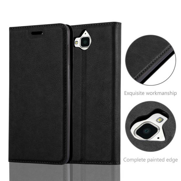 Cadorabo Hoesje geschikt voor Huawei Y5 2017 / Y6 2017 in ZWARTE NACHT - Beschermhoes Case magnetische sluiting Cover