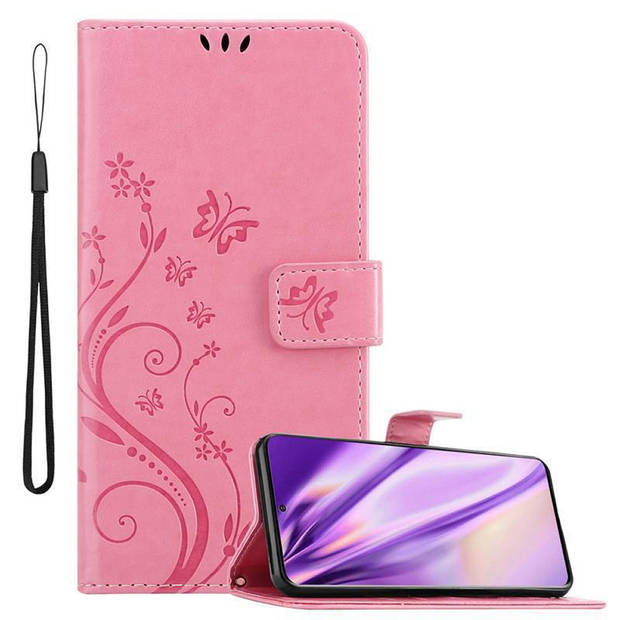 Cadorabo Hoesje geschikt voor Samsung Galaxy S20 in BLOEMEN ROZE - Beschermhoes Case Cover Bloemen magnetische sluiting