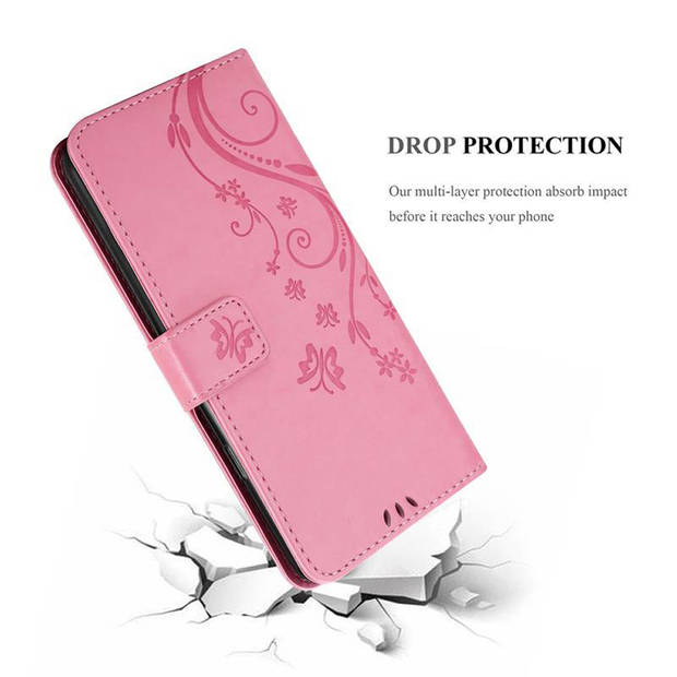 Cadorabo Hoesje geschikt voor Samsung Galaxy S20 in BLOEMEN ROZE - Beschermhoes Case Cover Bloemen magnetische sluiting