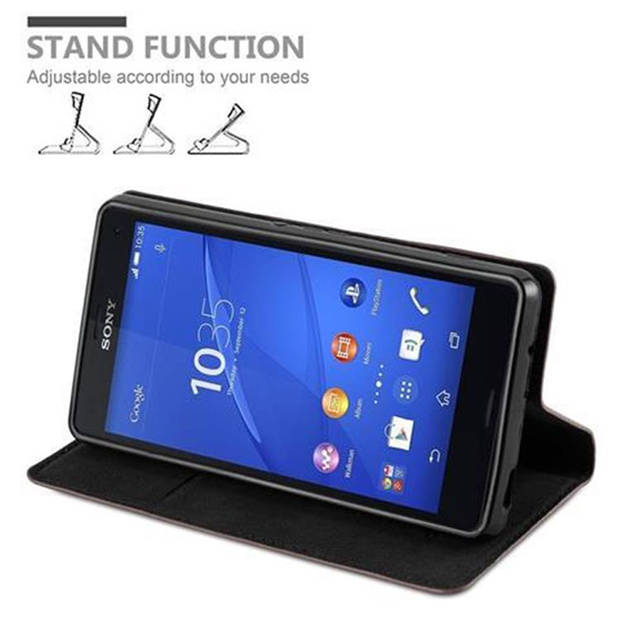 Cadorabo Hoesje geschikt voor Sony Xperia Z3 COMPACT in KOFFIE BRUIN - Beschermhoes Case magnetische sluiting Cover