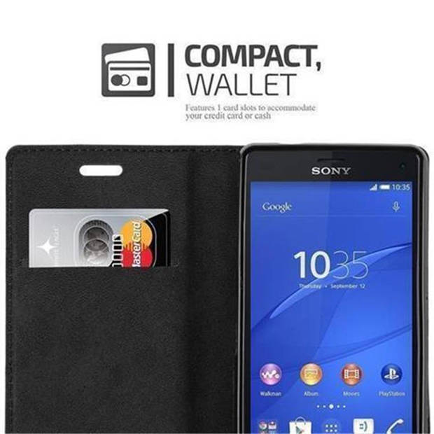 Cadorabo Hoesje geschikt voor Sony Xperia Z3 COMPACT in KOFFIE BRUIN - Beschermhoes Case magnetische sluiting Cover