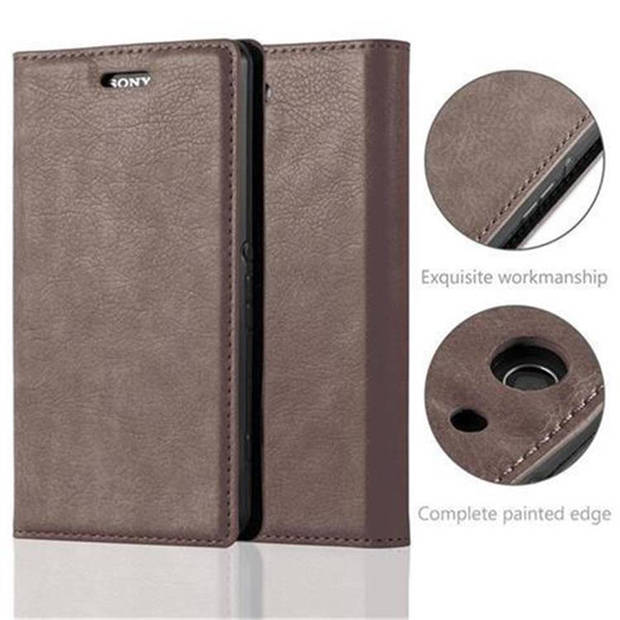 Cadorabo Hoesje geschikt voor Sony Xperia Z3 COMPACT in KOFFIE BRUIN - Beschermhoes Case magnetische sluiting Cover