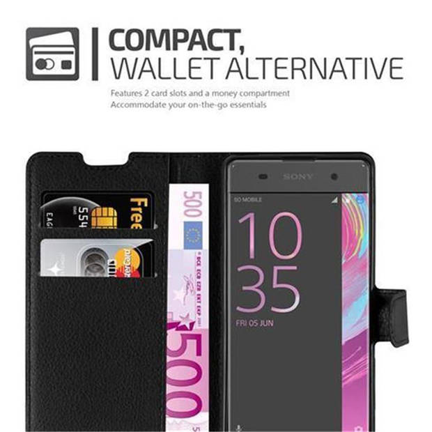 Cadorabo Hoesje geschikt voor Sony Xperia XA in PHANTOM ZWART - Beschermhoes Cover magnetische sluiting Case