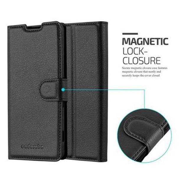 Cadorabo Hoesje geschikt voor Sony Xperia XA in PHANTOM ZWART - Beschermhoes Cover magnetische sluiting Case