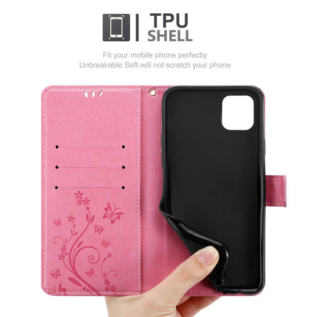 Cadorabo Hoesje geschikt voor Apple iPhone 12 PRO MAX in BLOEMEN ROZE - Beschermhoes Case Cover Bloemen magnetische