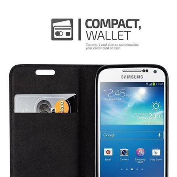 Cadorabo Hoesje geschikt voor Samsung Galaxy S4 MINI in CAPPUCCINO BRUIN - Beschermhoes Case magnetische sluiting Cover