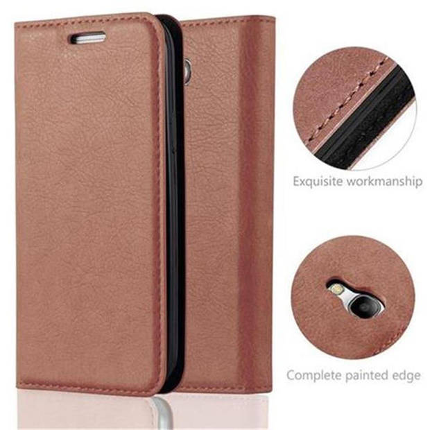 Cadorabo Hoesje geschikt voor Samsung Galaxy S4 MINI in CAPPUCCINO BRUIN - Beschermhoes Case magnetische sluiting Cover