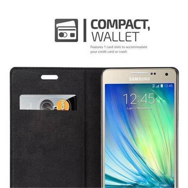 Cadorabo Hoesje geschikt voor Samsung Galaxy A5 2015 in ZWARTE NACHT - Beschermhoes Case magnetische sluiting Cover