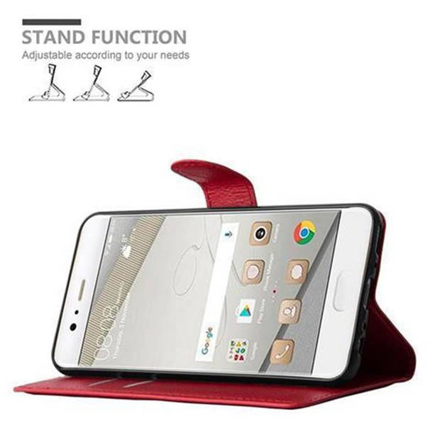 Cadorabo Hoesje geschikt voor Huawei P10 in KARMIJN ROOD - Beschermhoes Cover magnetische sluiting Case