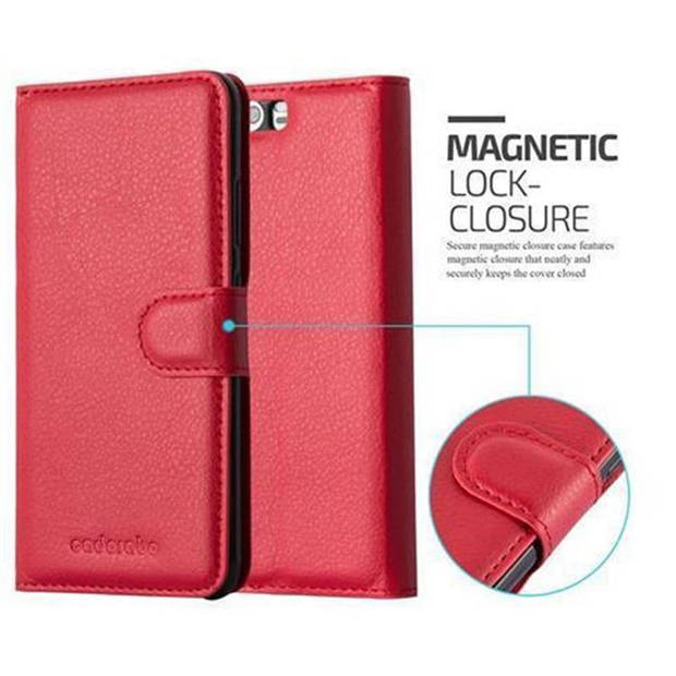 Cadorabo Hoesje geschikt voor Huawei P10 in KARMIJN ROOD - Beschermhoes Cover magnetische sluiting Case